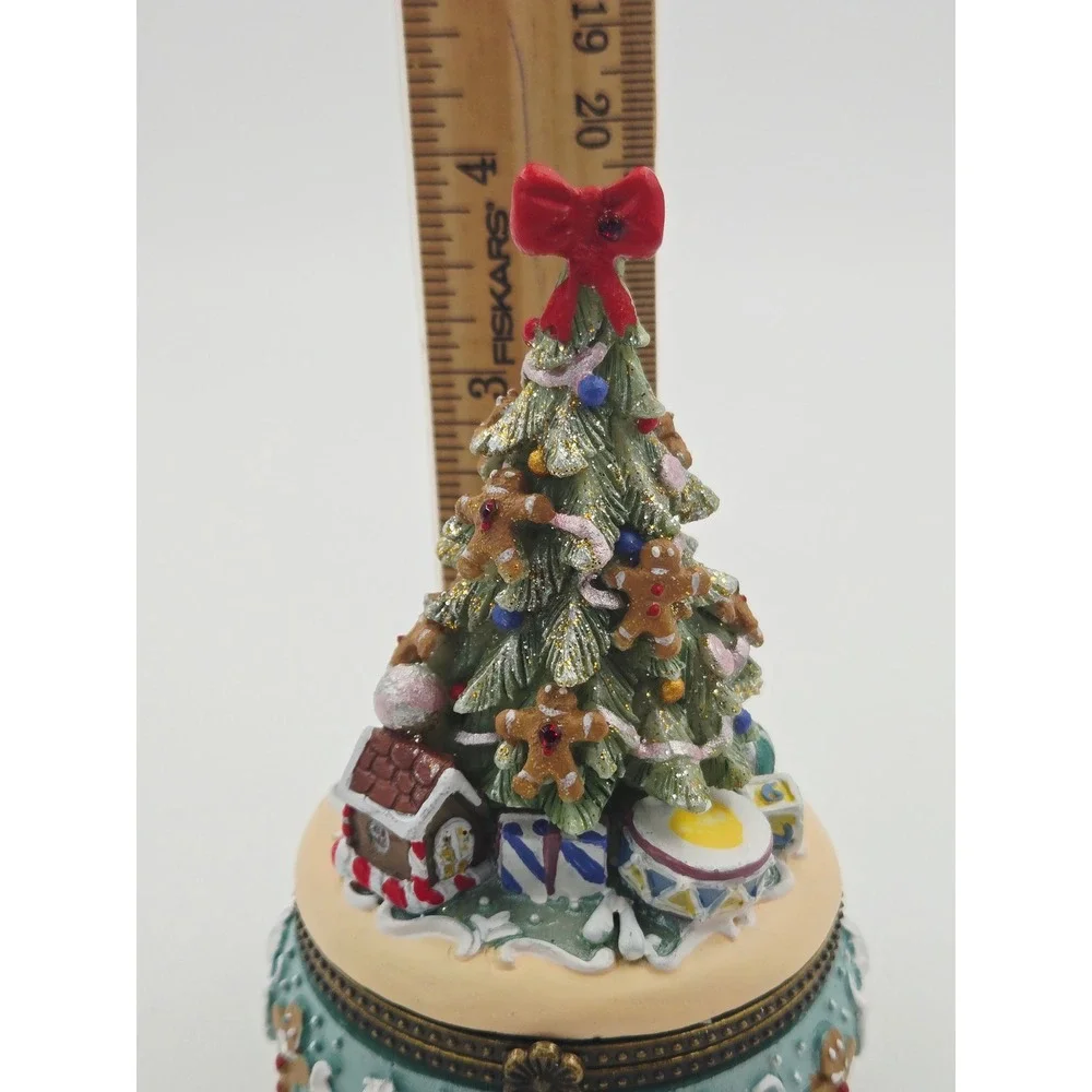Kurt S Adler Christmas Tree Gingerbread Trinket Box C5000 Teal Holiday Decor